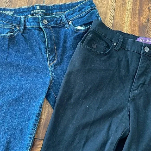 Bundle Jeans Pants denim blue Liz Clairborne black Gloria Vanderbilt Amanda 8p - Picture 1 of 16